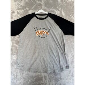 Sport-Tek 2XL‎ Raglan Baseball Tee Gray Black Athletic Casual Long Sleeve Shirt